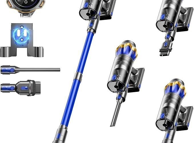 Cordless Vacuum Cleaner, Upgraded 580W 48KPA 65Mins Cordless Stick Vacuum Cleaner with Self-Standing and Touch Screen, Anti-tangle Wireless Vacumm, Vacuum Cleaners for Home/Pet Hair/Carpets/Floors