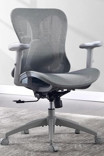 Ergonomic Office Desk Chair, Comfortable Computer Gaming Chair, Breathable Mesh Back & Seat, Adjustable Armrest, Lumbar Support, Butterfly Design for Home Office (Gray)